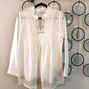 Dressy silk Sundance top with embroidery detailing